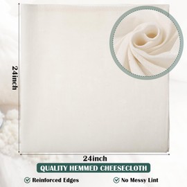 Reginary 24 Pcs Cheese Cloths Bulk, Grade 100, Hemmed Cheesecloth for Straining Unbleached Cotton Muslin Cloth Reusable for Cooking Baking Juicing Cheese Making (24 x 24 Inches)