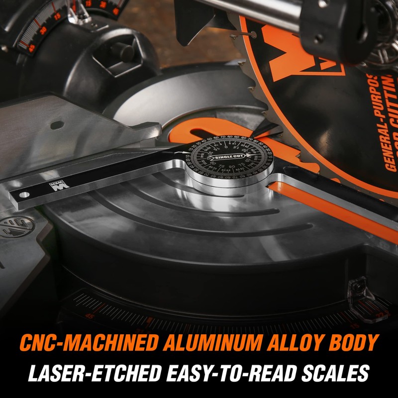 WEN Miter Saw Protractor, 7.25-Inch Aluminum Alloy with Laser-Engraved Scaled
