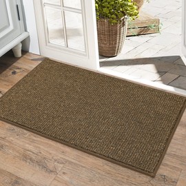 BEQHAUSE Dirt Trapper Door Mat 20" x 32", Non-Slip Washable Doormats Entrance Mat, Dirt Resistant and Absorbent Welcome Mat, Low Profile Floor Mats for Front Back Door and Entryway, Brown