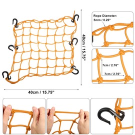 X AUTOHAUX 2pcs 40x40cm 49 Holes Motorcycle Luggage Cargo Net Orange