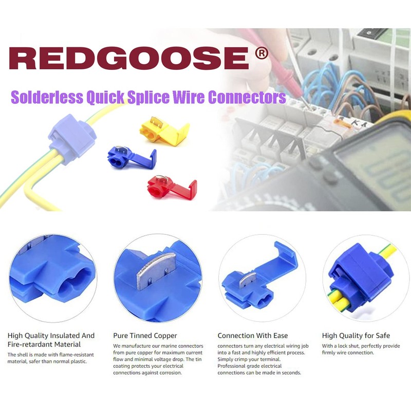 REDGOOSE 100PCS Solderless Quick Splice Wire Connectors, 12-10 AWG Lock
