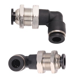 Jienk 5Pcs Bulkhead Elbow 1/4" x 1/4" Tube OD Push to Connect Tube Fitting, PLM-1/4 Bulkhead 90 Degree Elbow Pneumatic Quick Connect Air Fitting