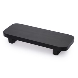 OGANAZI Vassoio decorativo da bagno, in legno, piccolo piatto da portata con piedini, nero, rettangolare, per cosmetici, per tavolo da toeletta, WC, lavabo, lavello