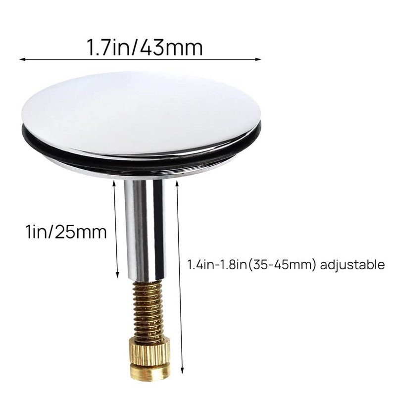 yivom Bath Chock Plug, Bath Plug 43 mm, Brass Drain