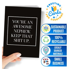 Nephew Birthday Card - Funny Birthday Card for Nephew Adult from Aunt or Uncle - Joke Rude Happy Bday for him Teenage, Graduation, Father's Day or Christmas