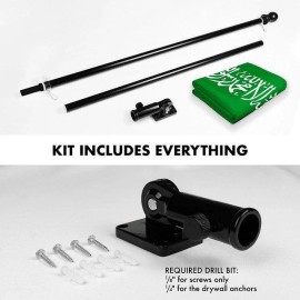 G128 Combo Pack: 6 Feet Tangle Free Spinning Flagpole (Black) Saudi Arabia