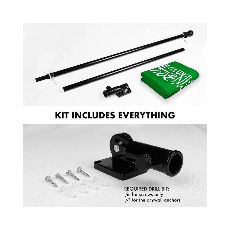 G128 Combo Pack: 6 Feet Tangle Free Spinning Flagpole (Black)