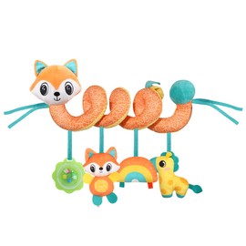 eners Pram Toy Baby Seat Cot Spiral Toy - Activity Spiral Hanging Toy Travel Activity Toy Baby Spiral Plush Toy for Toddlers from 0+ Months (Fox)