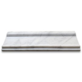Stone Center Online Carrara White Marble 4x12 Plaza Trim Molding Honed Kitchen Bath Wall Floor Backsplash Shower (1 Piece)