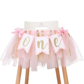 Pink High Chair Banner Tassel Garland Decoration First Birthday Party Supplies Photography Prop Home Wedding Engagement Decor Pink Wall Hangings Decorative