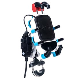 Xtuboz Motorcycle Phone Mount Holder with Charger Waterproof Handlebar 15W Wireless&PD USBC QC3.0 Fast Charging Port with Vibration Dampener Anti Shake for Motorcycle Fit 4.7''-7.2''Cell Phone