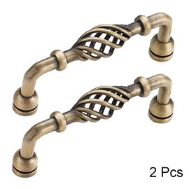 Zefeng Pack of 2 Antique Arch Handles with Screws, Metal Door Handles, Kitchen Cabinet Handles, Bird Cage Door Handles, Hole Spacing 96 mm, for Drawers, Door Cabinets, Hotel Decoration (Bronze)
