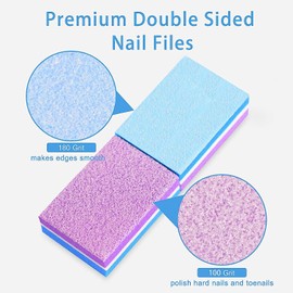 CGBE Pack of 50 Buffer for Nails, Nail Buffer Blocks 100/180, Buffer Sanding Blocks, Polishing Blocks, Nail File Block, Double-Sided for Gel Nails and Acrylic Nails, Nail Polishing Block, Washable,