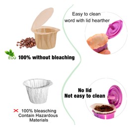 Unbleached K cup Disposable Paper Filters with Lid for Keurig Reusable K Cup Filters,Keurig Filters for K Cup Reusable Coffee Filters, Fits All Keurig Single Serve Filter Brands
