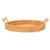 Hand Woven Round Rattan Serving Tray Bread Fruit Dessert Snack