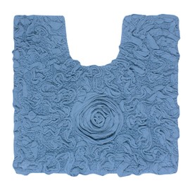 Home Weavers Bell Flower Collection 20"x20" Contour 100% Cotton Tufted Bath Rugs, Extra Soft and Absorbent Bath Rugs, Non-Slip Bath Mats, Machine Washable, Bathroom Bath Mats for Floor, Sky Blue