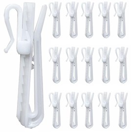 100PCS Plastic Curtain Hooks, Adjustable Pinch Pleat Curtain Hooks, Ratchet System Drapery Pin Hook Clips for Window Curtain, Door Curtain and Shower Curtain (85mm/3.35inch)