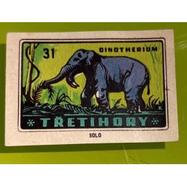 Czech vintage Elephant Dinosaur Tretihory Mammoth Matchbox Label Matches