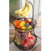 2-Tier Fruit Basket Bowl Stackable Vegetable Storage with Banana Tree