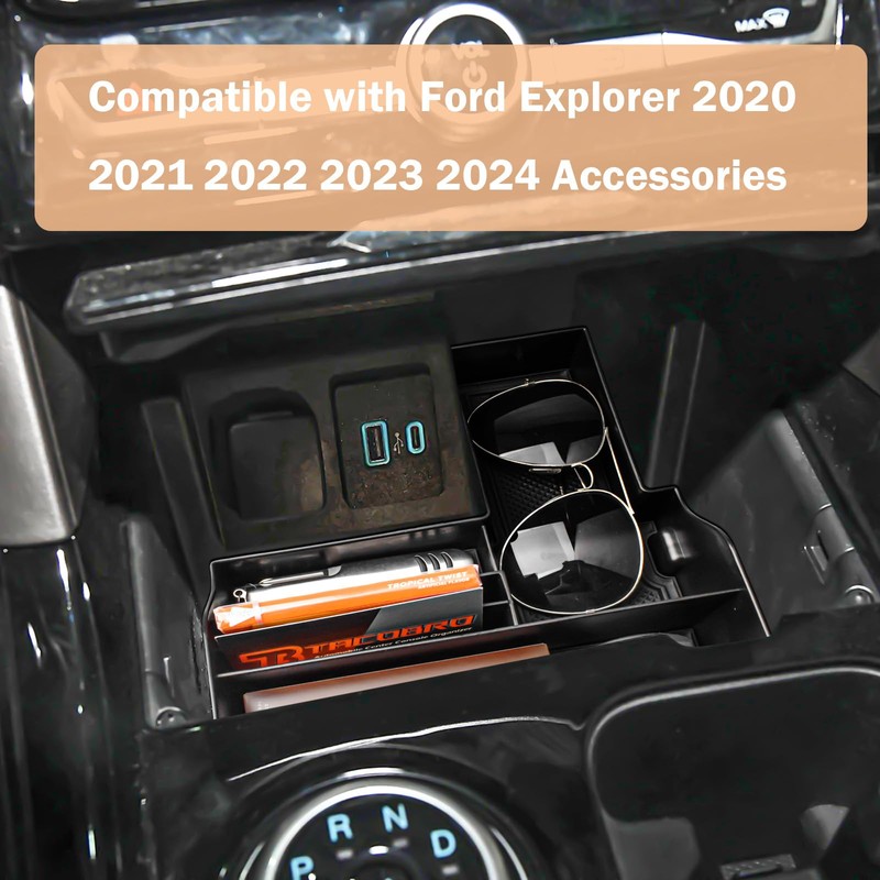 TACOBRO Center Console Tray Compatible with Ford Explorer 2020 2021