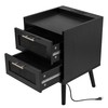 Finnhomy Nightstand with Charging Station, Bedside Table with 2 Hand