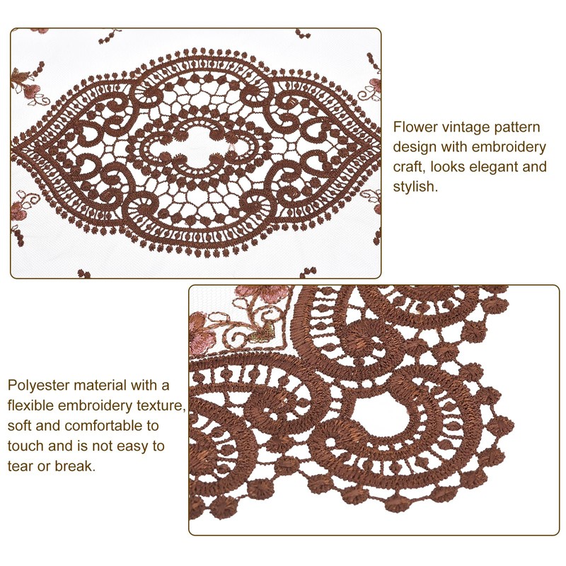 uxcell 2Pack Retro Lace Placemat 12x17-in Oval Embroidered Table Place