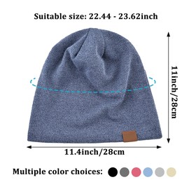 LWAQWHU Slouch Beanie Hat for Men Women Warm Knitted Beanie Skull Cap Classic Baggy Hat Soft Lightweight Headwear Unisex Windproof Beanies Cap - Blue