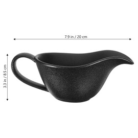 ULTECHNOVO Ceramic Gravy Boat with Ergonomic Handle, 16 Ounce Sauce Boat with Dripless Lip Spout, Milk Creamer Jug Sauce Containers for Gravy, Warming Sauces, Salad Dressings, Black