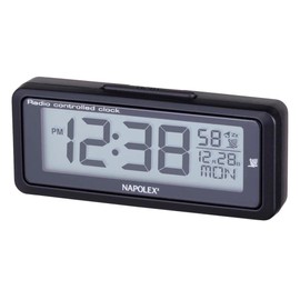 Napolex Fizz-940 Car Radio Clock, Blue LED Backlight, No Wiring Required, Battery Operated (CR2032), Large LCD Display, Alarm (with Snooze Function), Calendar Display Function, Mounting Bracket