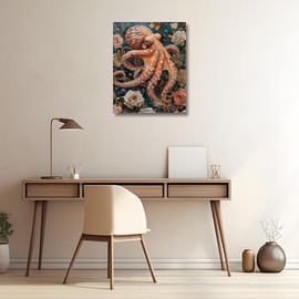 HULDFRDA Paint by Numbers Kit for Adults Octopus Paint by Numbers Kit Octopus Adult Paint by Number Kits on Canvas Octopus Paint-by-Number DIY Painting by Number Crafts for Wall Decor, 16 x20 Inch