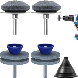 Mzmaxy Lawn Mower Blade Sharpener, 4PCS Mower Blade Sharpener with Blade Balancer, Lawnmower Blade Sharpener for Any Power Drill Hand Drill