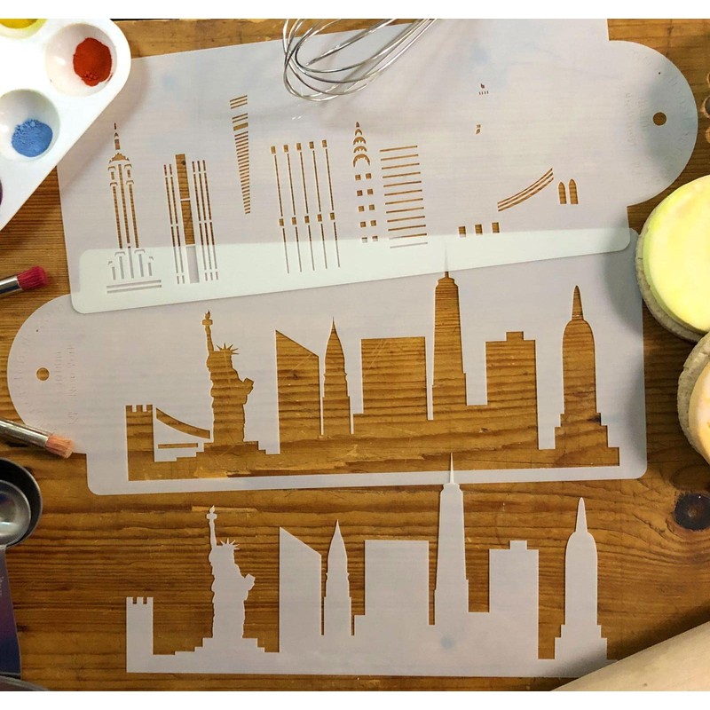 New York City Detailed Skyline Cake Stencil Side C1000 by