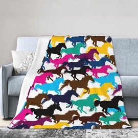 Cute Horse Throw Blanket Flannel Plush Soft Warm Blankets 60"X60" for Kids Adults Gift Sofa Chair Bed Office 50x60