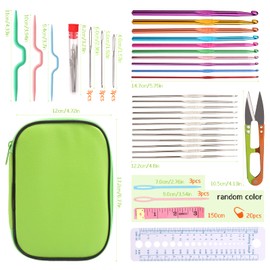 Crochet Hook Set, 60 Pcs Crochet Needles Set with Storage Case, Ergonomic Crochet Kit with Hand Sewing Needles, Beginner Crochet Kit for Craft Art and Arthritic Hands