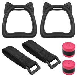 Tiardey 1Pair Gymnastic Rings with Adjustable Straps, Exercise Strength Training Equipment, Pull Up Rings Fitness Children Trapeze Bar with Non-Slip Straps Safe Load-Bearing 200KG