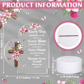 Jetec Acrylic Night Light Christian Gift for Women Inspirational Bible Verse Gift for Women Religious Decor for Wedding Birthday Christmas Church Baptism with Warm Color LED Lamp Base(Every Day)