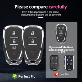 QfungYe For Chevy Key Fob Cover with Keychain.No Screws Required for Installation. Compatible with Chevy Equinox Malibu Camaro Cruze Trailblazer Traverse Blazer Sonic Volt Bolt
