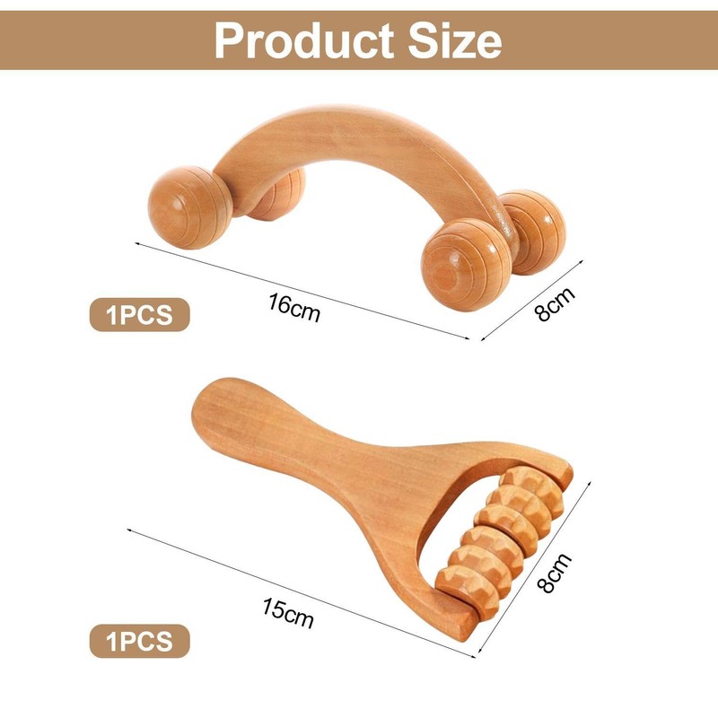 Pack of 2 Wooden Massager, Roller Massager, Manual Massager, Can
