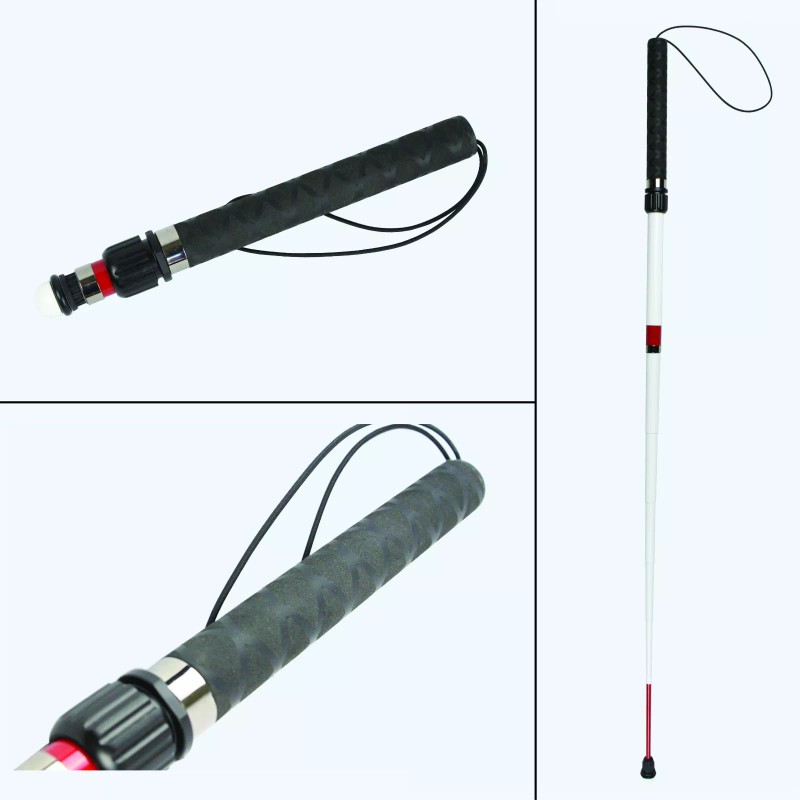 Ambutech Walking Cane: Fiberglass Telescopic Cane 8mm Threaded Ceramic 46"