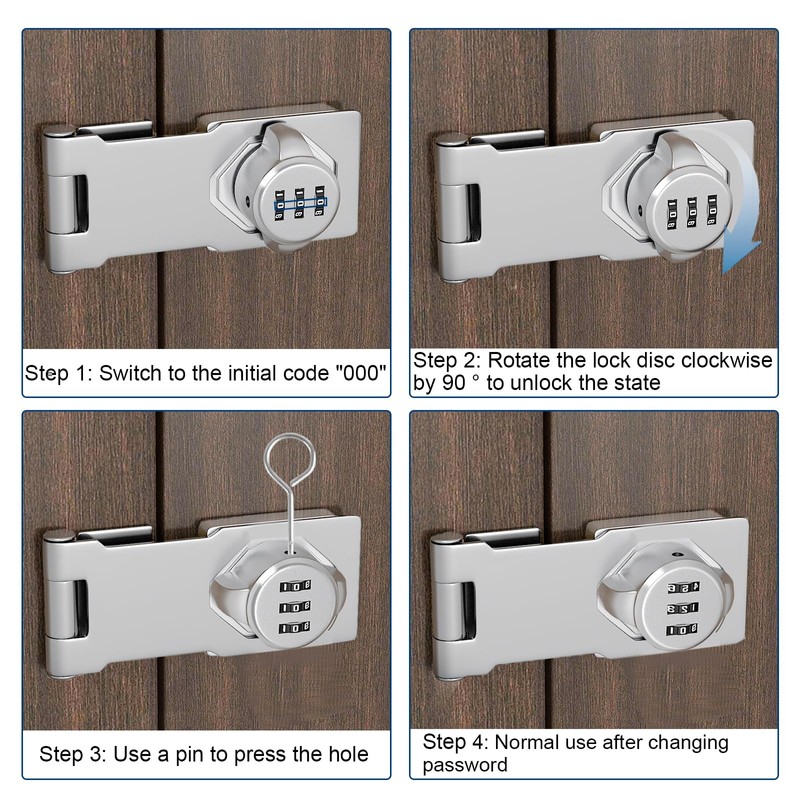 Hasp with Combination Lock Security Hasp with Lock 1 Piece
