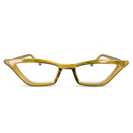 2SeeLife-Gafas de lectura Green Funky Cat Eye para que las mujeres se vean elegantes, a la moda con alta visión (R703Green2.00)