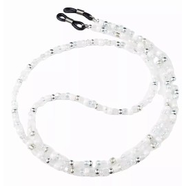 Handmade White, Clear and Silver,  Multi, Handmade Beaded Eyeglass Sunglass Chain Holder