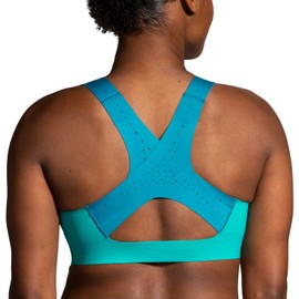 Brooks Women's Zip 2.0 Sports Bra for Running, Workouts & Sports - Nile Green/Lagoon/Light Mint - 32 DD/E
