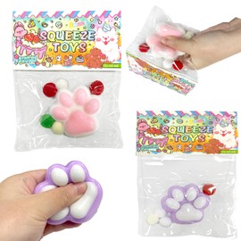 Squishy, 2 Piece Squishy Toy, Squishy Paw Squeeze Toy, Anti Stress Toy, Squishy Cat Toy, Kawaii Stress Squeeze Toy, for Children and Adults (Purple and White)