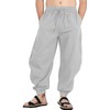perdontoo Mens Casual Cotton Linen Pant Elastic Waist Drawstring Yoga