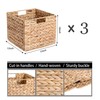 12x12x10in Water Hyacinth Storage Basket Large, Folding Cube Woven Wicker