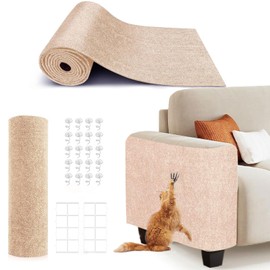 78.7"X15.8" Self-Adhesive Cat Scratching Mat - Durable Couch Protector from Cat Claws, DIY Furniture Protector from Cats Scratching, Sticky cat Scratch Wall mat- No Residue, Safe for Cats (Beige)