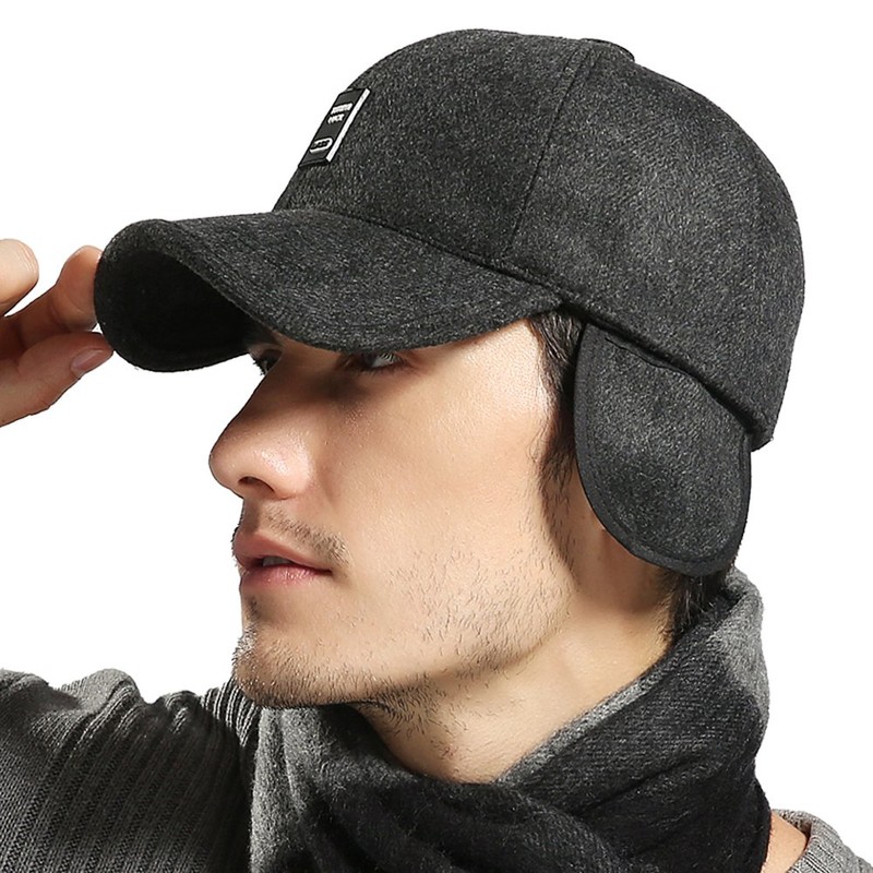 Men's Winter Warm Wool Woolen Tweed Peaked Baseball Cap Hat