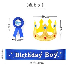 [DENGUJD] Birthday Crown Set of 3 Gold Crown Party Hats for Boys Birthday Decorations Photo Props Birthday Supplies Crown Baby Party Sash & Ribbon Insignia for Kids Eco-Friendly Reusable Halloween