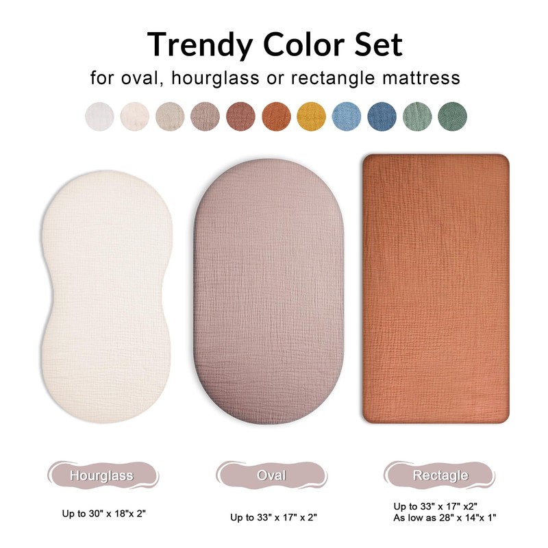 2Pack Crib Sheets (Beige & Cream, Bassinet Sheet)
